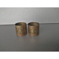 Vintage! Indian - Hand Etched - Pair Of Solid Brass Napkin Holders.