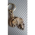 Vintage! Bronze Map Of Africa Keychain With Embossed Elephant & Tribal Woman.