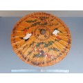 Vintage! Oriental Hand Painted Bamboo & Rice Paper Parasol