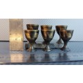 Vintage! Set Of 6 Stained Brass Chalices For Printers Tray / Dollhouse.