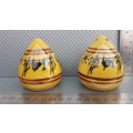 Vintage! - Hand Made - Pottery - Tribal Cave Drawing - Salt And Pepper Shakers