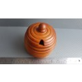 Vintage! Wooden Beehive Shaped Honey Jar With Lid.