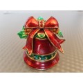 Vintage! Christmas Bell Trinket Box Enamel Metal.