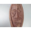 Vintage! African Hand Carved Wooden Mask Hanging.