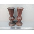 Vintage! Beautiful Pair Of Hand Carved Wooden Vases.