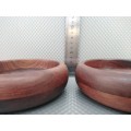 Vintage! Pair Of Hand Made Wooden Bowls 14cm.