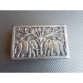 Vintage! Wood & Metal Alloy Trinket Box Elephant Themed.