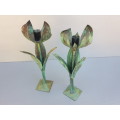 Vintage! Wrought Iron Open Tulip Candle Holders.