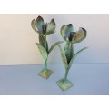 Vintage! Wrought Iron Open Tulip Candle Holders.