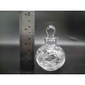 Vintage! Clear Cut Glass Etched Perfume Bottle With Stopper Floral Pattern