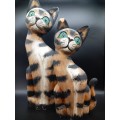 Beautiful Decorative Bengal Felines Carved in Wood (Set of 2, 50cm & 39cm)