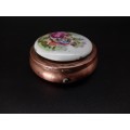 Vintage! Porcelain - Brass - Colonial - Collectable Pill Box