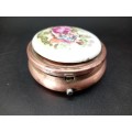 Vintage! Porcelain - Brass - Colonial - Collectable Pill Box