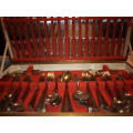 Stainless steel 12 piece cutlery set in wooden box
