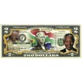 Nelson Mandela `MAN OF THE 20th CENTURY` Colourized $2 Note - LEGAL TENDER $2 NOTE In Golder