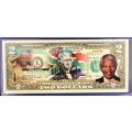 Nelson Mandela `MAN OF THE 20th CENTURY` Colourized $2 Note - LEGAL TENDER $2 NOTE In Golder