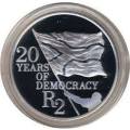 South Africa One Ounce Pure Silver Coin 20 Years of Democracy Proof R2