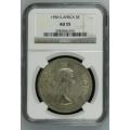 1956 South Africa  5 Shilling Silver Coin NGC Graded AU55