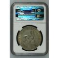 1956 South Africa  5 Shilling Silver Coin NGC Graded AU55