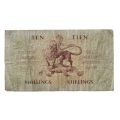 1954 South Africa 10 Shillings Note M H De Kock Third Issue 10 Shillings