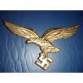 Luftwaffe Brass Pith Helmet Eagle with original three pins-Size 67mm x 30mm