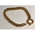 9  carat --- Imported Gold Round Wheat bracelet - cm20  long-links 6.5 mm wide,with signoretti clasp