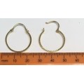 9  carat genuine yellow Gold  , Large hoops ---- Diamond cut facetted earrings
