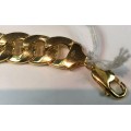 9  carat - Gold Flat links ,Heavy curb gents bracelet  -cm 23 long  -  8.5 mm.wide- clearance
