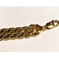 9  carat - Close knit links,Gold Concave curb gents bracelet  cm 23 long ---  mm 11.5 wide
