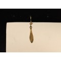 9k solid 9 carat  Gold  ,  Shepherd hook, Teardrops Dangling earring