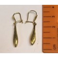 9k solid 9 carat  Gold  ,  Shepherd hook, Teardrops Dangling earring