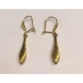 9k solid 9 carat  Gold  ,  Shepherd hook, Teardrops Dangling earring