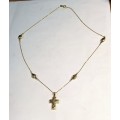 9k , 9 carat gold, Imported Yellow gold cross on a cm 45 necklace ,