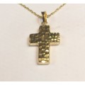 9k , 9 carat gold, Imported Yellow gold cross on a cm 45 necklace ,