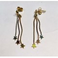 Imported Tricolour Drop dangling earrings ,made of Solid Sterling Silver 925, with cute  Stars