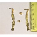 Solid Sterling Silver 925 Earrings ,  Extra Long drop,  Hanging  , gold colour as  per image