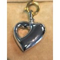9K   solid  9 carat White Gold - Imported Large Puffed Heart pendant, with heart cutout