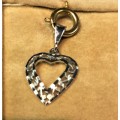9K   solid  9 carat White Gold -Imported  Large Filigree Heart pendant