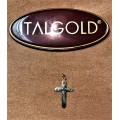 9K   9 carat solid Gold - two color -Flat Cross ------ 36 mm long