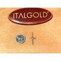 9K   9 carat solid Gold - set with a genuine  diamond Flat Cross----  28mm long