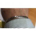 9K- Genuine 9 carat solid,Gents white Gold bracelet , Flat curb link  cm 22 long  - 5.0  mm wide