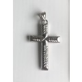 9K solid  9 carat white Gold , stunning imported cross- Shiny on one side and facetted onthe reverse