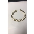 9K 9carat solid yellow Gold  gents bracelet  - beveled curb mm 11.5 wide links  .cm 22 long