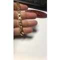 9K 9 carat solid - beveled curb  links,Yellow Gold  gents bracelet  cm 21 long ---  mm7.5 wide