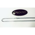 9K- Genuine 9 carat solid,Gents Flat curb link .white Gold Necklace ,   cm 60 long  - 5.0  mm wide