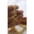 9k/  genuine  9 carat  Yellow Gold, hollow curb  necklace cm 50   -mm 8.5 wide