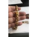 9k genuine,solid 9 carat Yellow Gold set -- mm 7.6 wide Marina link necklace cm50 +bracelet cm21.