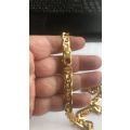 9k genuine,solid 9 carat  Yellow Gold, Flat marina link necklace cm 45  long --  8.5 mm. wide