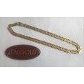 9k genuine,solid 9 carat  Yellow Gold, Flat marina link necklace cm 45  long -- mm8.5wide