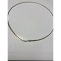 9k solid Gold - imported 3.5 mm wideFlat Yellow /white  reversible two tone omega Necklace -cm 42